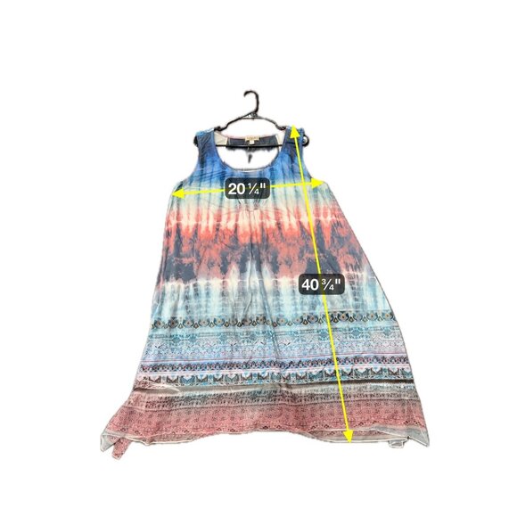 OneWorld Asymmetrical Tie Dye Sleeveless Dress With Rhinestones SZ XLarge - Picture 9 of 11